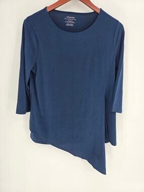 Chico's The Ultimate Tee navy blue 3/4 length sleeve Size 1P (Medium)